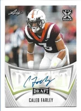 Caleb Farley 2021 Leaf Draft Autograph #BA-CF1  Virginia Tech Hokies Auto