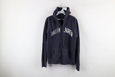 Vintage 90s Ralph Lauren Womens Large Faded Spell Out Full Zip Hoodie Sweatshirt