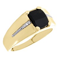 10K Gelbgold Rund Diamant Kissen Schnitt Onyx 10Mm Rosa Ring Band 1 / 20 Karat