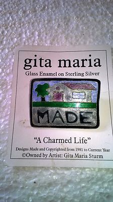 Gita Maria Glass Enamel on Sterling Silver Brooch Pin  display picture 1