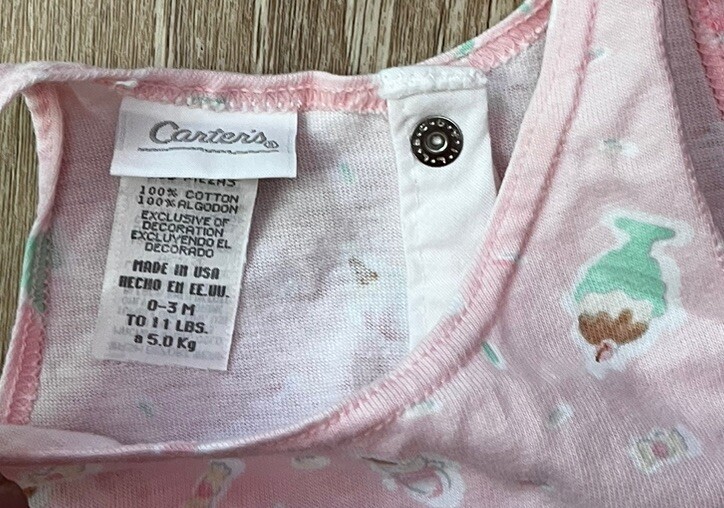 Vintage Baby Girls Bubble Romper CARTERS Ice Cream Cones Pink