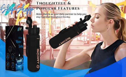 Water Bottle With Straw 1L BPA Free Leakproof School Office Cycling And Outdoor - Picture 2 of 10