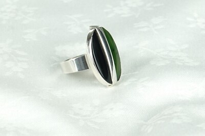 Nils Erik From Ring, 925 S silber, Onyx + Nephrit Jade