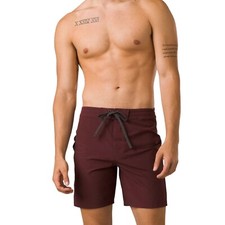 prAna Riveter Size 32 Men's Surf Beach Shorts Boardshort Swim Trunks 7"L Cacao