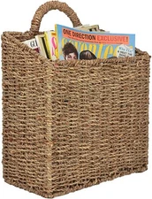 MyGift Woven Hanging Wall Mounted Basket Rustic Home Décor - Large