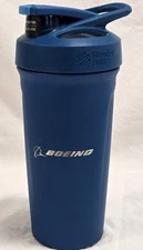 New Boeing Logo Blender Bottle Strada Stainless Steel Metal Blue 24 oz w/ whisk