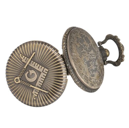 Steampunk Masónico Francmasón Hombre Cuarzo Analógico Reloj Bolsillo Cadena Completo Cazador - Imagen 8 de 8