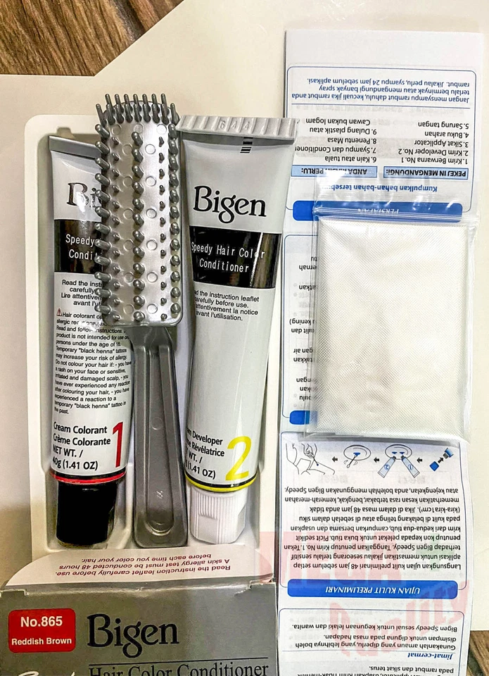 2 x Acondicionador de color para tinte de cabello Bigen Speedy marrón rojizo No. 865 Foto 3 de 4