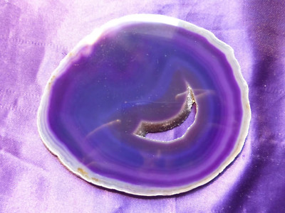 Agate Slice Tinted Purple with Crystal 11.5 cm 114 grams Lot 1762