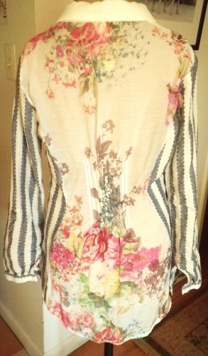Anthropologie Cyrena S Floral Boho Coastal Lightweight Airy Mixed Media Top - Bild 6 von 10