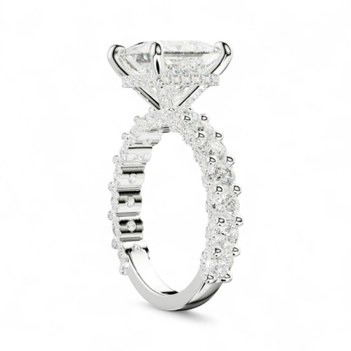 950 Platinum Engagement Ring IGI Lab Grown 4.50 Ct Princess Cut Diamond Size 5 6 - Picture 4 of 10