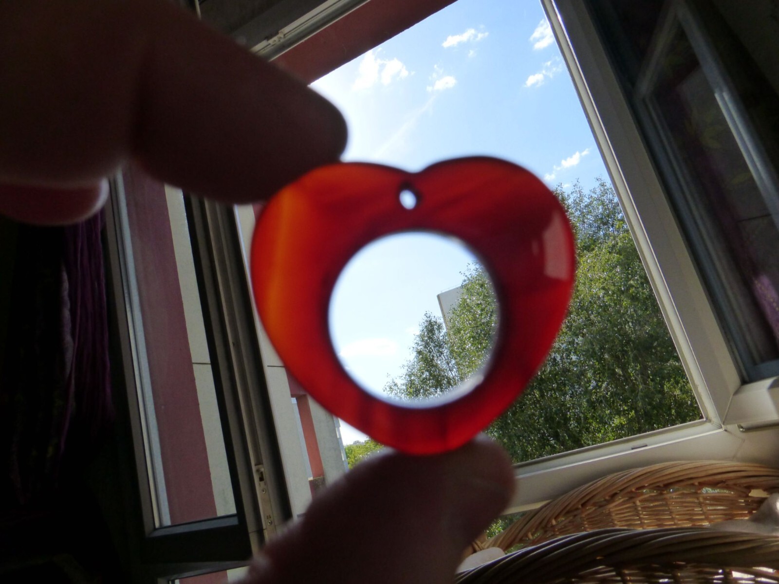 Pendentif coeur en agate naturelle de 4 cm, bijou bien-être orange N°2125 pour l'esprit