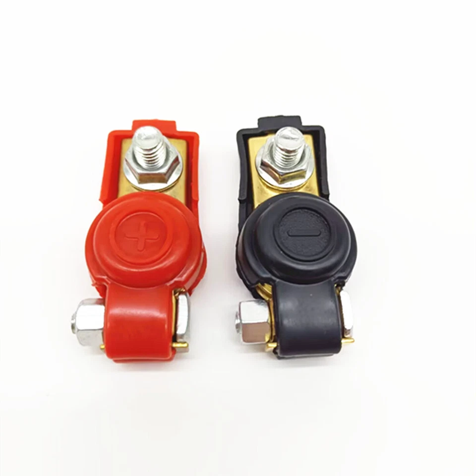 1 par de abrazaderas de cable de terminal de batería de cobre para automóvil conector rápido ajustable Foto 3 de 4