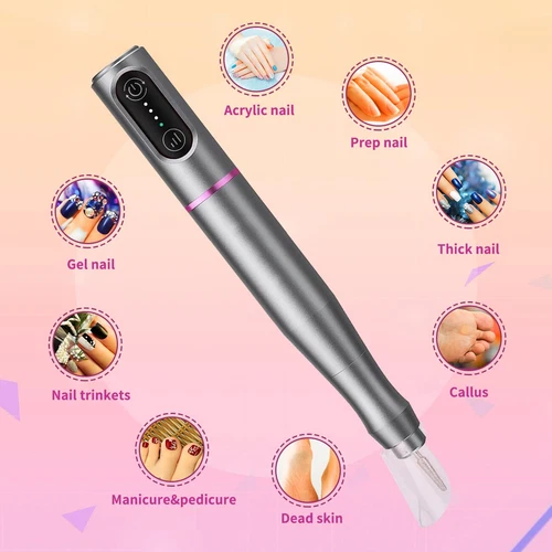Profi Nagelfräser Kabellos mit Akku Elektrische Nagelfeile Fräser 3 Stufe USB-C - Bild 13 von 16