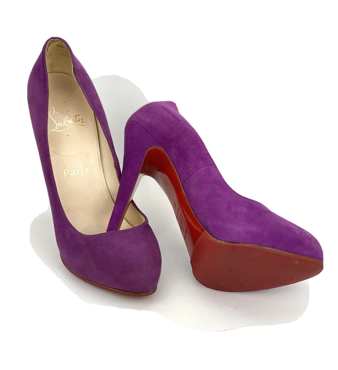 CHRISTIAN LOUBOUTIN Women&#039;s Suede Purple Pumps Heels SZ 37 / Us 7 B358 |