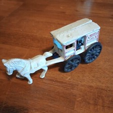 Vintage Cast Iron Fresh Milk Wagon Cart Pulled By Goat Toy