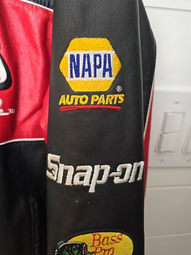 DALE EARNHARDT JR Wilsons LEATHER JACKET BUDWEISER NASCAR XL Wrangler Vtg 90s - Picture 16 of 23