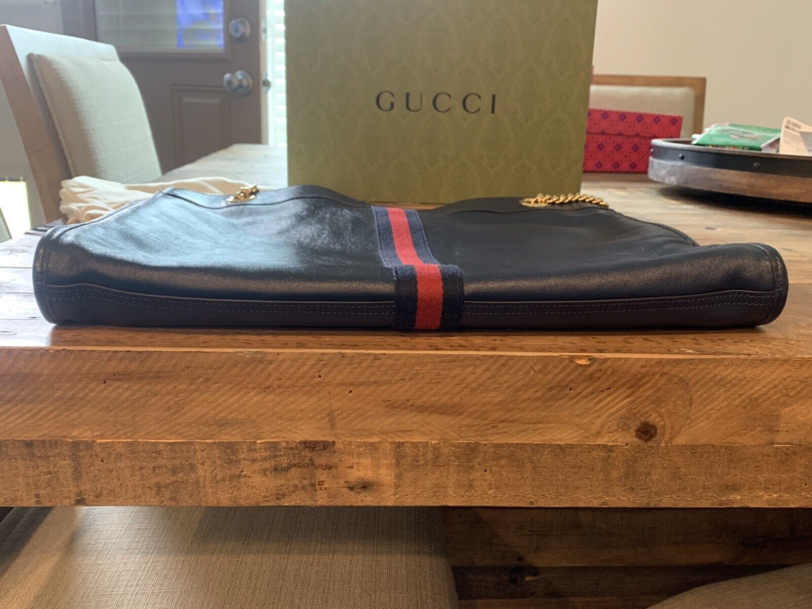 Gucci - Authenticated Rajah Handbag - Suede Blue for Women, Very Good Condition