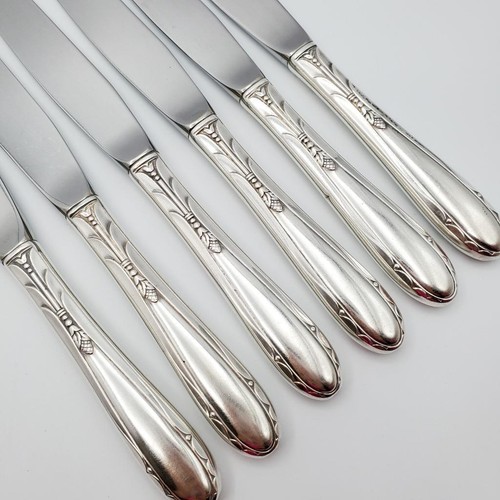 6 Mid-Century Sterling Handled Knives 9 1/8” No Monogram Scandinavian Style - Picture 3 of 14
