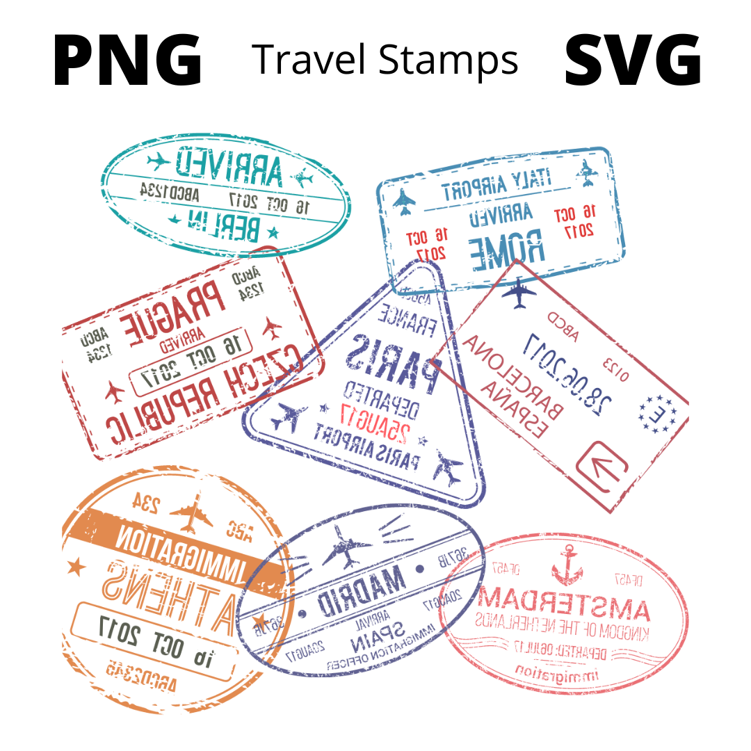 Travel Stamps SVG PNG Printable Files eBay
