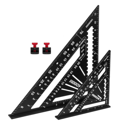 Arrow 7''& 12'' Aluminum Alloy Carpenter Square Set Rafter Square Layout Tools New