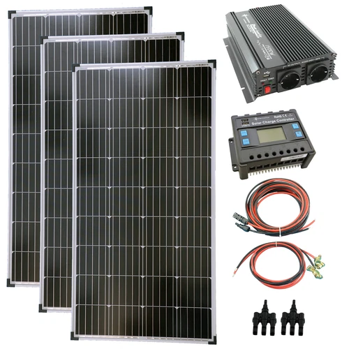 solartronics Photovoltaik Set 3x130 Watt Solarmodul 1500 Watt Wandler Laderegler
