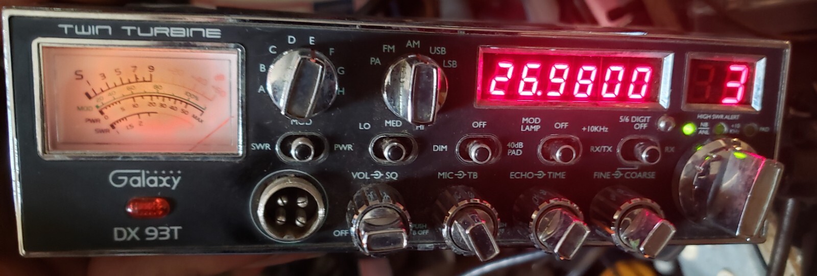 Galaxy DX93T Twin Turbine CB Radio w/over 6ft of cord Needs Work