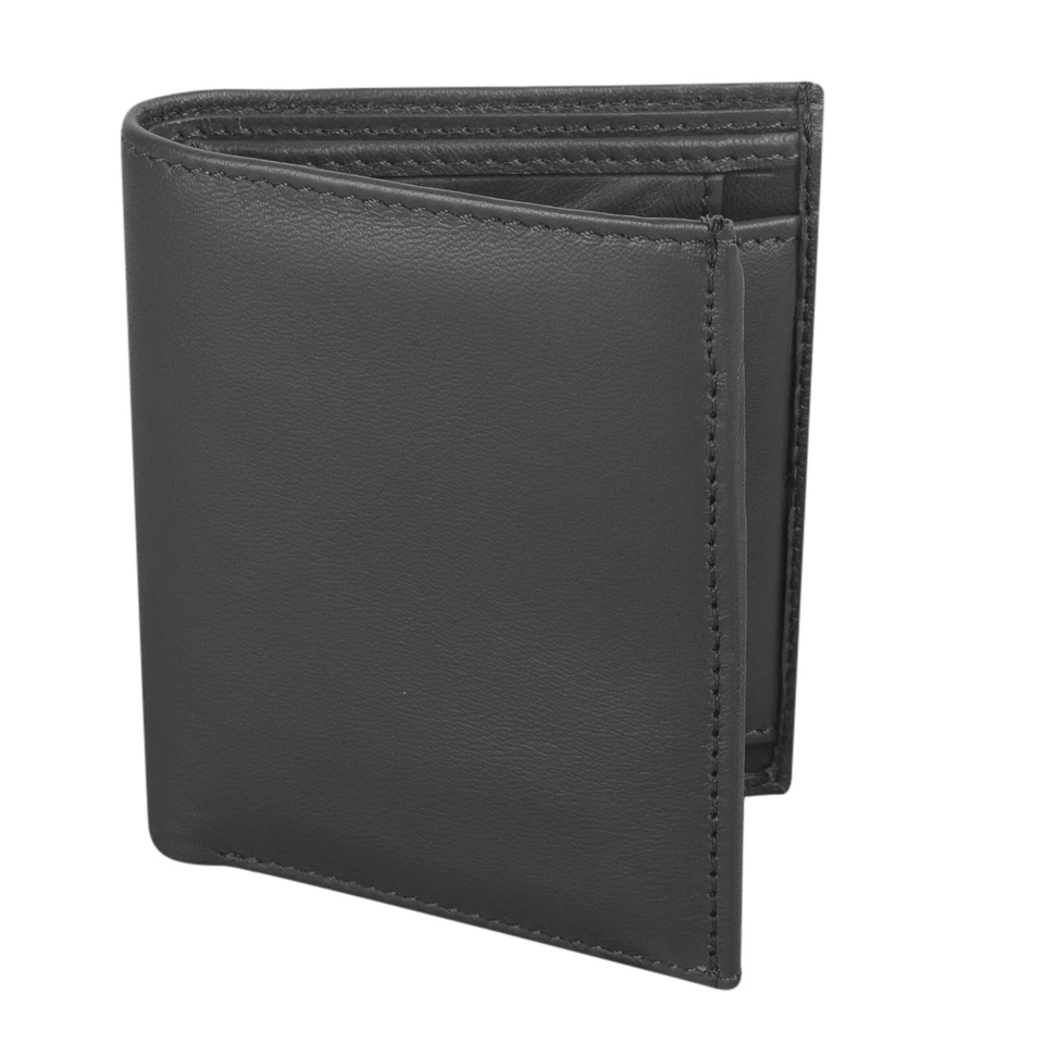 RFID BLOCKING SOFT REAL LEATHER WALLET CREDIT CARD HOLDER CHANGE PURSE 48 BLACK - Image 2 of 4