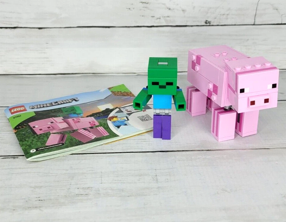 Lego minecraft bigfig online pig with baby zombie