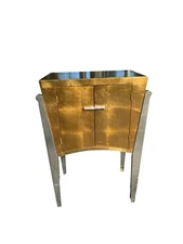 Golden Leaf Art Deco Style Side Night Stand