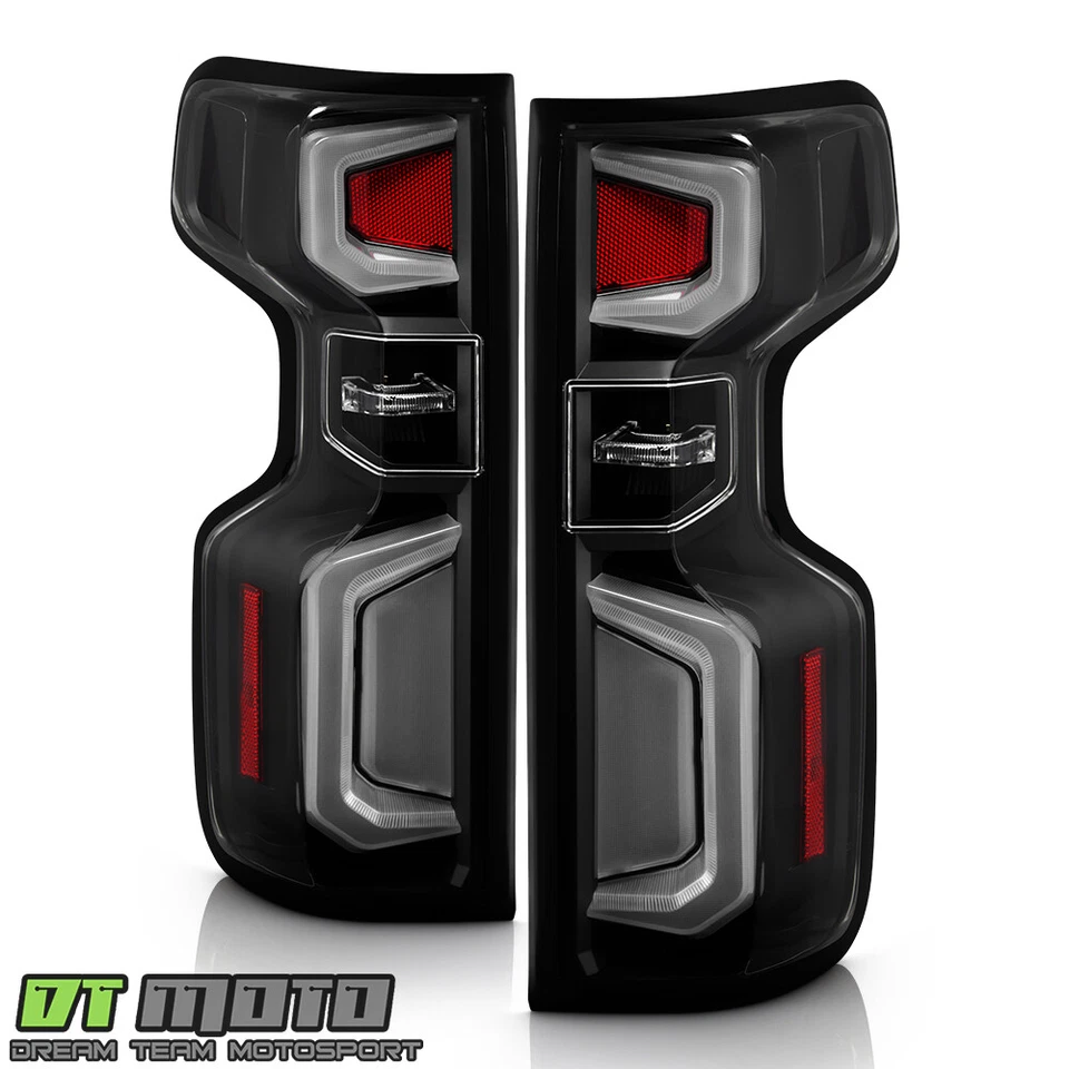 Luces traseras de tubo LED negras para Chevy Silverado 1500 2019-2023 [tipo incandescente] Foto 3 de 4