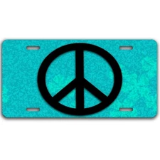 Peace blue vanity aluminum license plate car truck SUV 