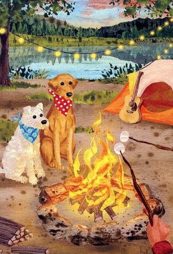 Caspari HAPPY FATHER'S DAY Card, Dogs Campfire by Masaki Ryo KOKO Art Agency +✉ - 第 1/6 張圖片