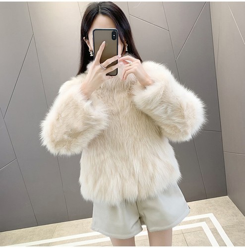 New Winter Imitation Fox Fur Stand Up Collar Coat Women's Short Thick Fur Coat - Picture 21 of 26