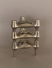 3x Stoff Nagel Kerzenst&auml;nder Steck-Kerzenhalter Stecksystem 60er Jahre Vintage