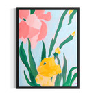 Original Abstract Tulips 11x14 Flower Painting Acrylic Teal Pink Wall Art Canvas — photo 1