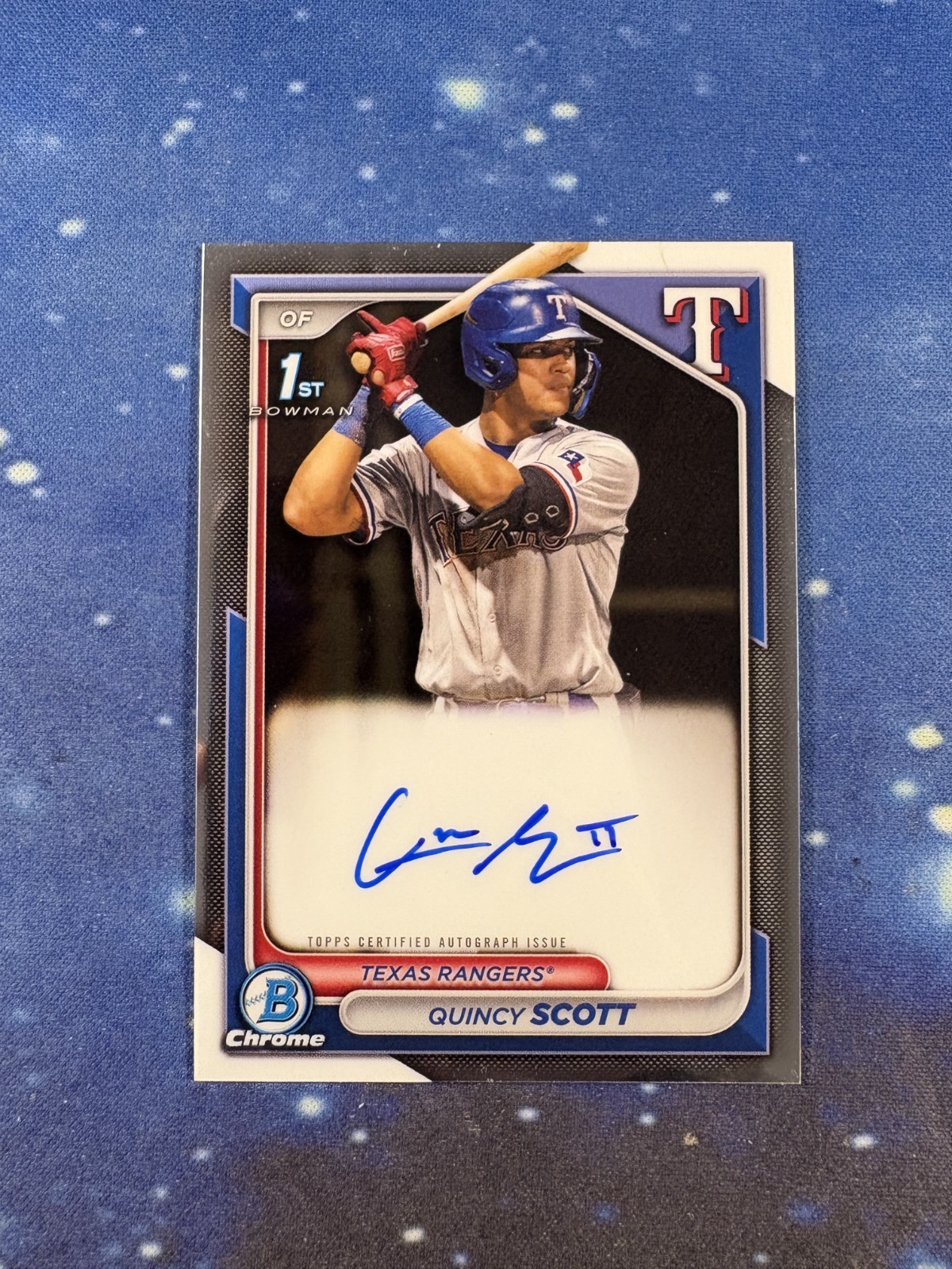2024 Bowman Chrome #CPA-QS Quincy Scott 1st Prospect Auto Texas Rangers
