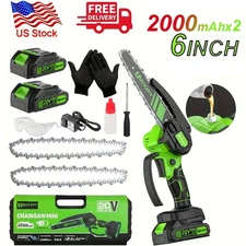 6inch Wireless Mini Chainsaw Equipped with 2 Large Capacity Batteries.Handheld