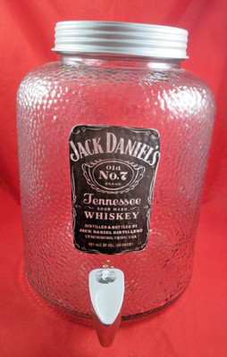 Vintage Jack Daniels Hammered GLASS Barrel  2 Gal  Keg Faucet Dispenser