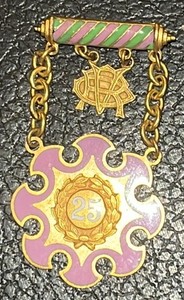 Daughters of Rebekah 25 Year Service Medal Brooch Pin Kansas 3085 Gold Toned