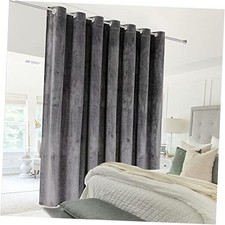 Room Divider Curtain for Bedroom, Wide Velvet Curtains for 9 x 7 ft Dark Grey