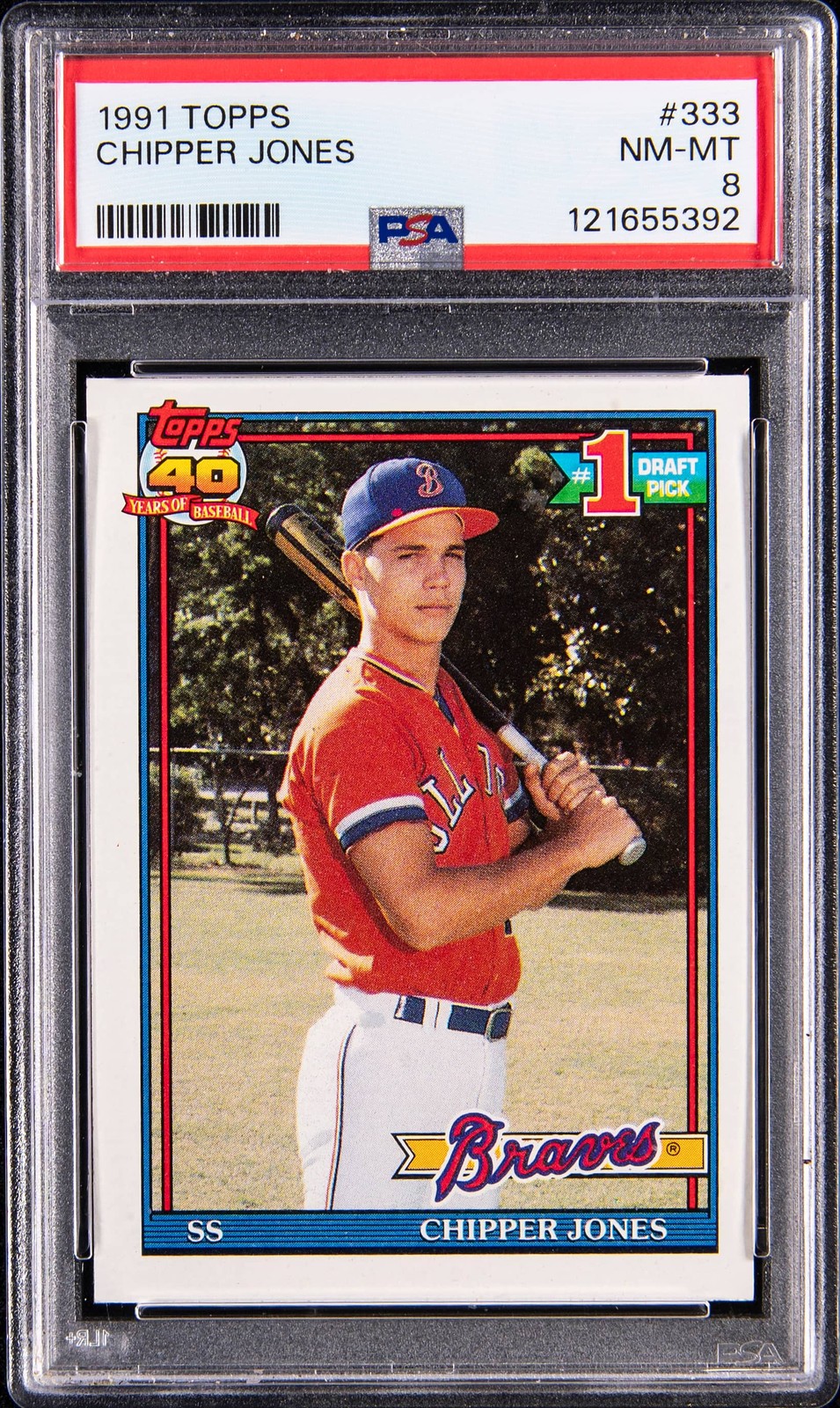 1991 Topps #333 Chipper Jones Rookie Card - PSA NM-MT 8