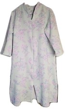 Miss Elaine Womens Lg. Quilted Housecoat Robe Nighthgown Floral Green Lavender