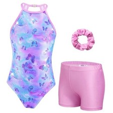 Gymnastics Leotards for Girls Sparkly Sleeveless Clasp 6-7 Years Butterfly