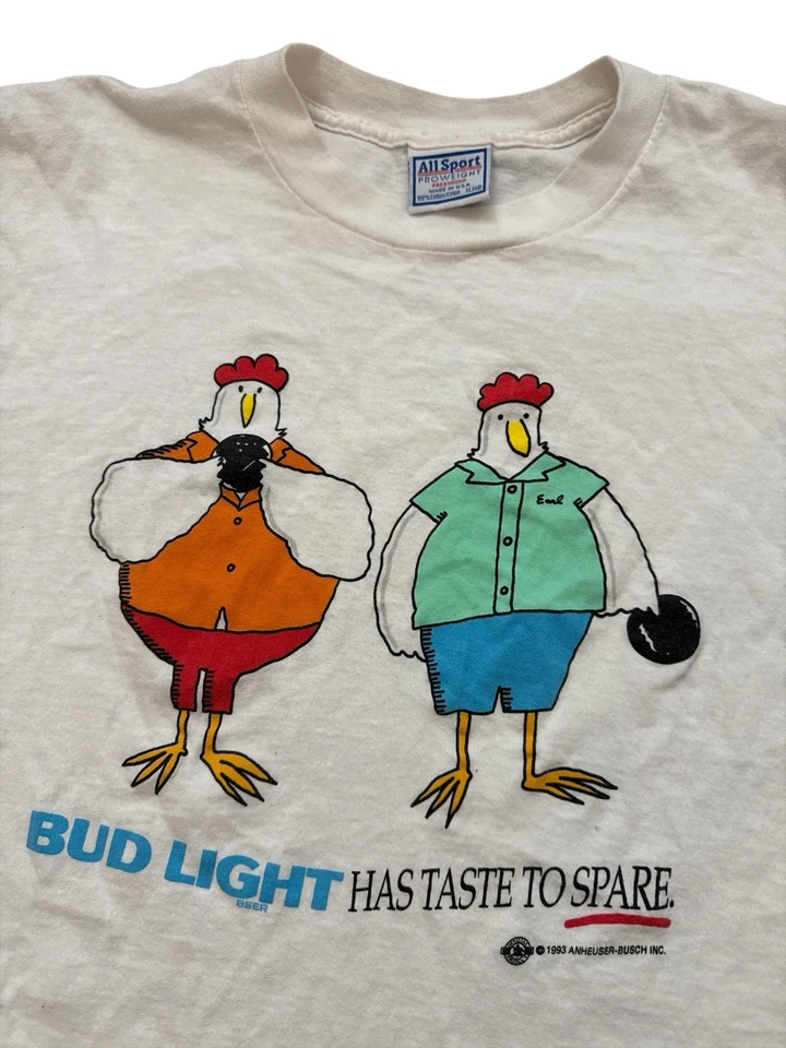 Vintage Bud Light “Has Taste To Spare” 90’s Single Stitch T Shirt Men’s XL White - Image 2 of 4