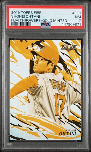 2019 TOPPS FIRE FLAME THROWERS GOLD MINTED #FT1 SHOHEI OHTANI PSA 7