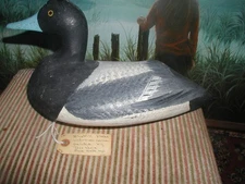 DUCK DECOY,VINTAGE,UNKNOWN CARVER,PTD BY JESS URIE,ROCK HALL,MD. BLUE BILL DRAKE