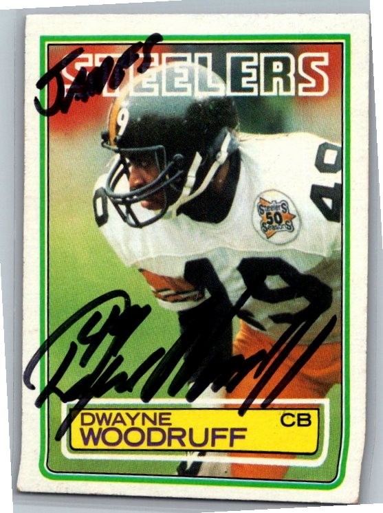 1983 -Dwayne Woodruff- Topps Autograph/Signed/Auto Football Card #369 Steelers