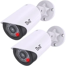 BNT Dummy Fake Security Camera with One Red LED Light at Night for Home and B...