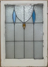 ABSTRACT LARGE OLD ENGLISH LEADED STAINED GLASS WINDOW 21" X 30"